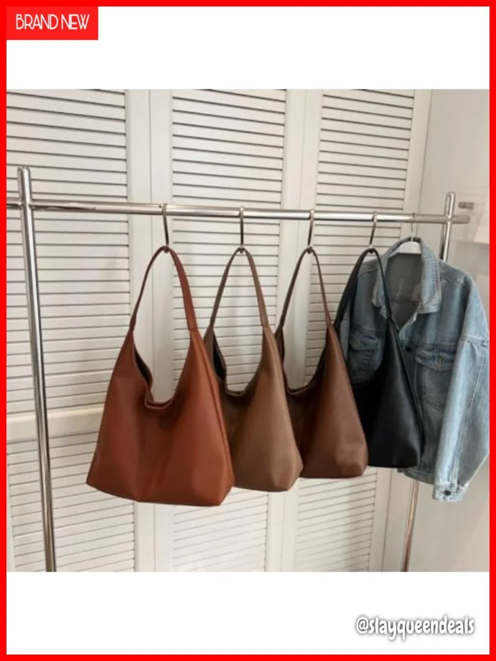 PU Leather Slouchy Hobo Bag Women Retro Crossbody Tote Shoulder Purse 2pcs